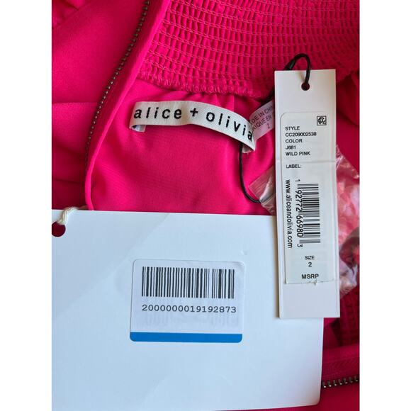 Alice & Olivia Long Sleeve Mini Dress Wild Pink Size 2 - Picture 5 of 5